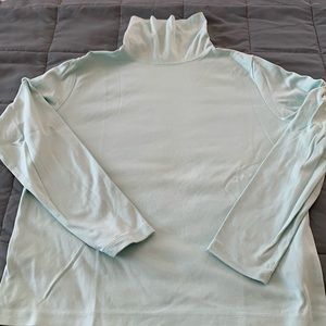 LL Bean turtleneck, Supima cotton, light aqua, size M